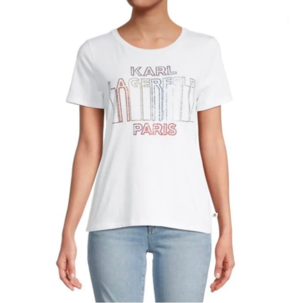 Karl Lagerfeld- Glitter Gem Tee- Size small